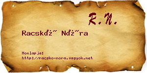 Racskó Nóra névjegykártya